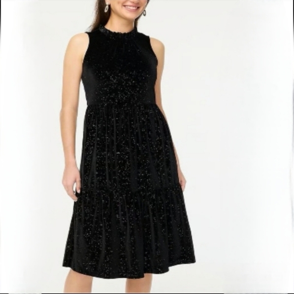 J. CREW Factory Shimmer Velvet Sleeveless Midi Dress Size 2P - Picture 3 of 10